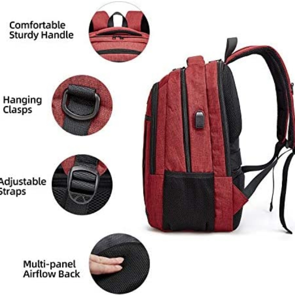 New Multi Use Water Resistant USB Charging Port Backpack w Bonus Sports Bottle - Picture 6 of 8